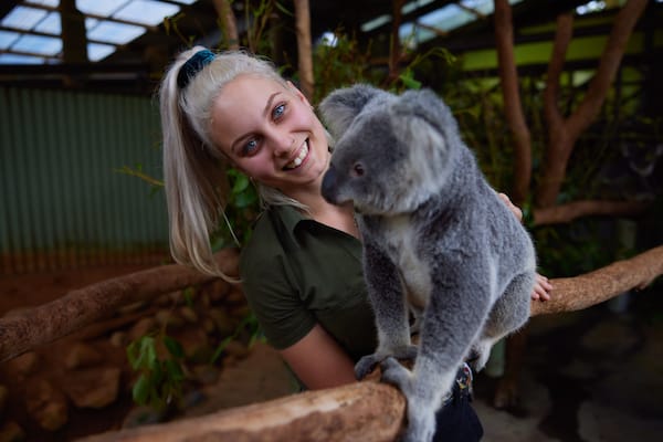 Student learning practical wildlife and exhibited animal care skills