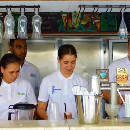 Hospitality students completing bar service training